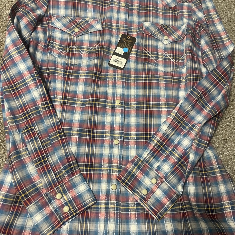 Wrangler Men's Casual Plaid Shirt - Red, Blue, White